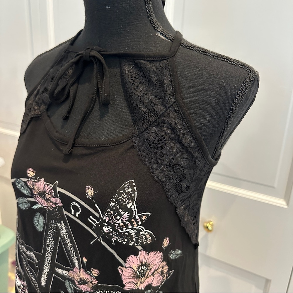 Midnight Hour Floral Pentagram Racerback Tank - Picture 4 of 8